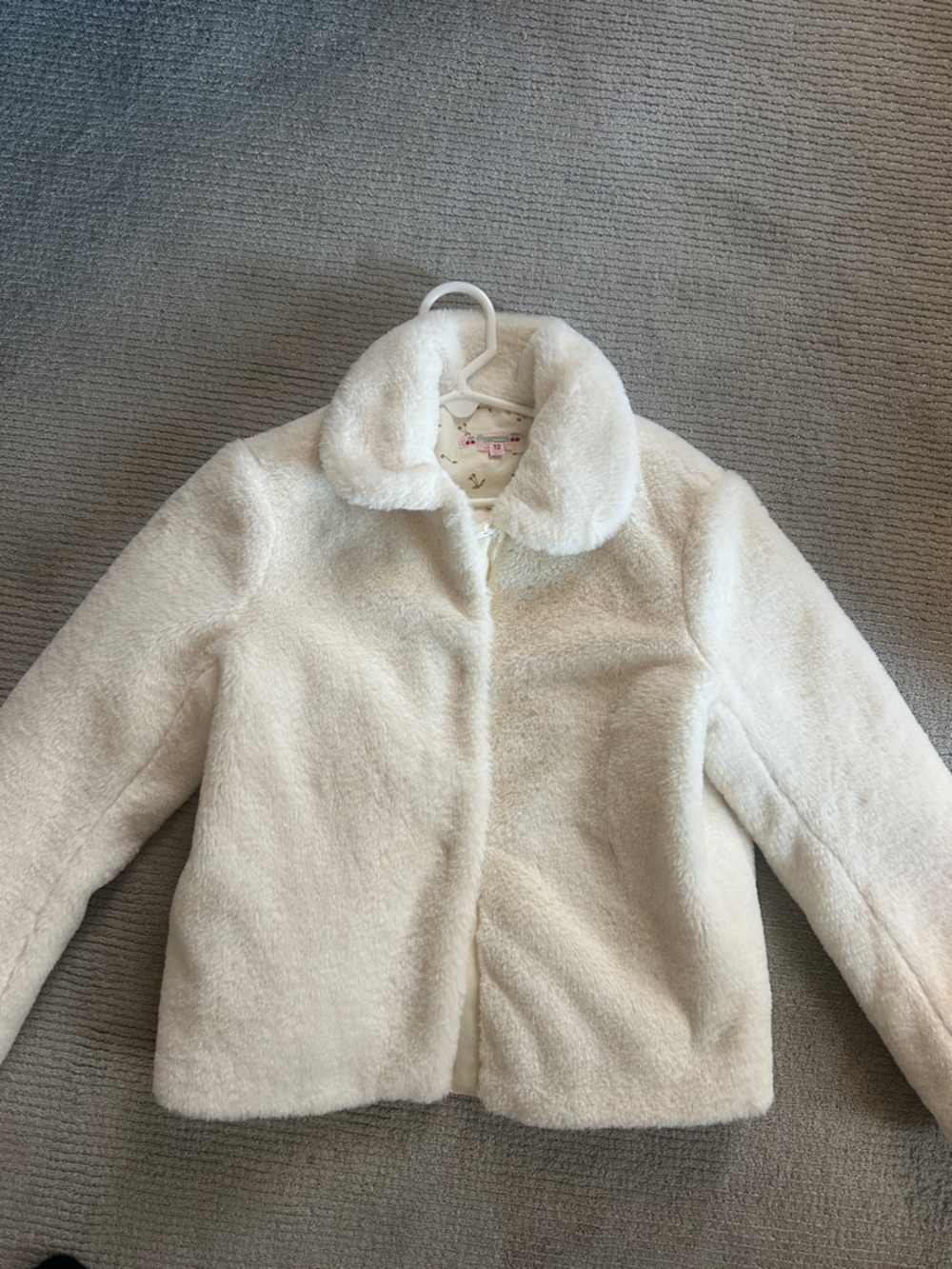 Bonpoint Cream Plush Faux-Fur Jacket for Girls